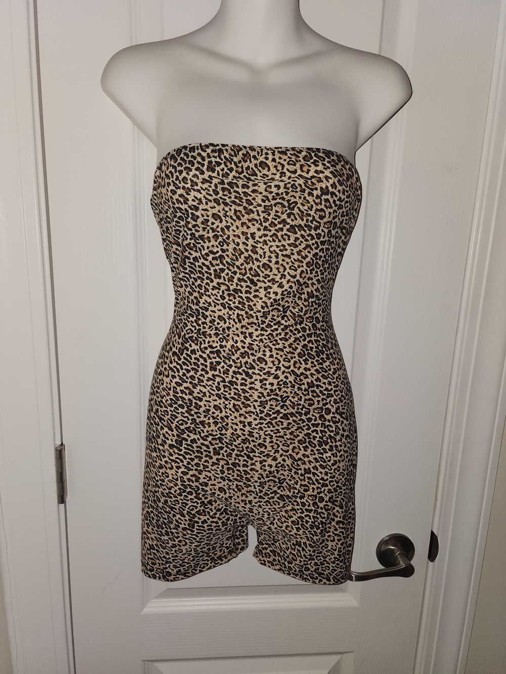 Strapless Leopard Print Bodycon Romper